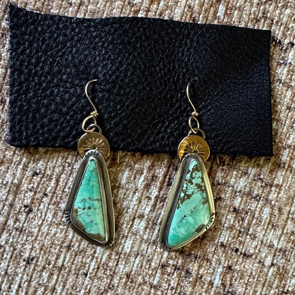 Artisan Turquoise and Silver Drop Earrings